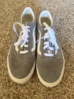 Vans Kids Gray Suede Sneakers with White Side Stripe